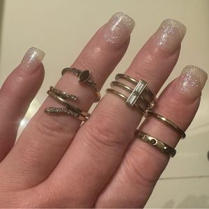 SZ 7 Gold Plated set of 5 Rings Spiritual